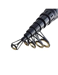 Palm   Caña de pescar y carrete de pescar (fibra de carbono, telescópica, con carrete combinado, señuelos, ganchos y bolsa de transporte de pesca, accesorios para agua salada y agua dulce)