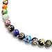 Chuvora Venetian Murano Glass Multi-Colored Millefiori Flower Ball Round Beads Necklace, 17-19 inches