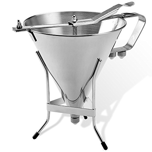 Confectionery Funnel With Stand and Three Nozzles Stainless Steel