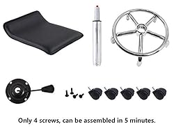 KKTONER Square Height Adjustable Rolling Stool with