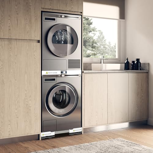 NIUXX Universal Washing Machine Base Frame with Wheels and Brake (7 cm) | Anti-vibration function, adjustable size for 42-69 cm stacked washing machines and dryers, load capacity 400 kg