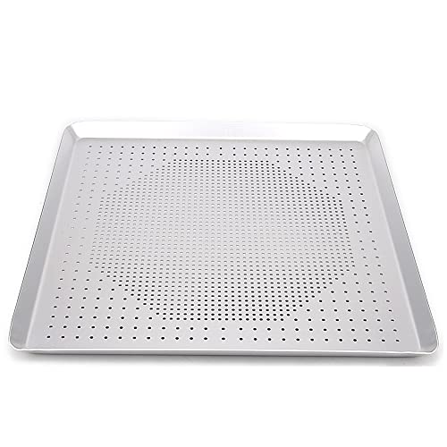 8 to 16 Inch Leaky Square Pizza Pan Hard Aluminium Alloy Pancake Pie Mold Cheese Plate with Punching Holes DIY Baking Tools (16 inch)
