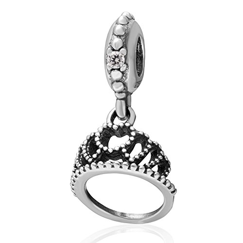 Princess Crown Charm 925 Sterling Silver Girl Beads fit for Fashion Charms Bracelets