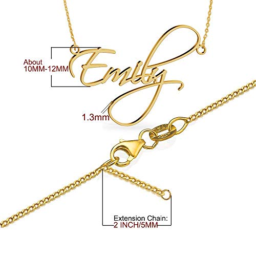 UMAGICBOX 18K Gold Plated Name Necklace Personalized Sterling Silver