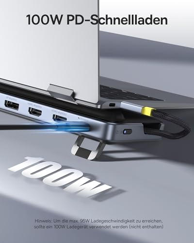 Baseus Laptop Docking Station Stand, 12 in 1 HUB Triple 4K Display, HDMI/DP, 10Gbps USB A/C, Fast Data Transfer, PD 100W, Ethernet, TF/SD, Docking Station USB C with Stand for Windows