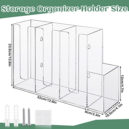 Cunhill 4 Compartment Acrylic Coffee Cup Organizer Holder, Clear Plastic Cup and Lid Storage, Countertop, Modern Style, Transparent, 38 x 10.5 x 24 cm, Ideal for Kitchen, Restaurants, Lounges