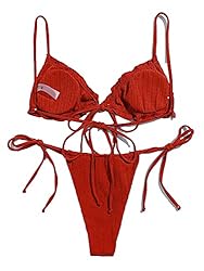 Lilosy Sexy Ribbed Ruffle G String Tie Triangle