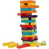 Wooden Stacking Board Games with Dice Wondertoys Building Blocks Educational Toys for Kids - 54 Pieces