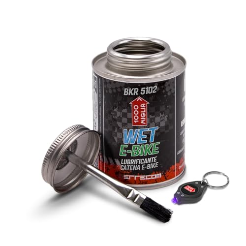 Errecom BKR 5102 E-BIKE WET Lube Bike Chain for Electric Bikes - 240 ml, Wet and Muddy Weather Conditions, fluorescent and scented formula, All-In-One Can, Brush included