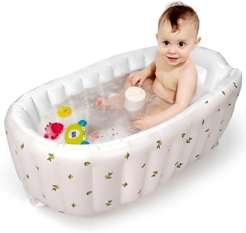 Mink Inflatable Baby Bathtub with Built-in Air Pump, Newborn to