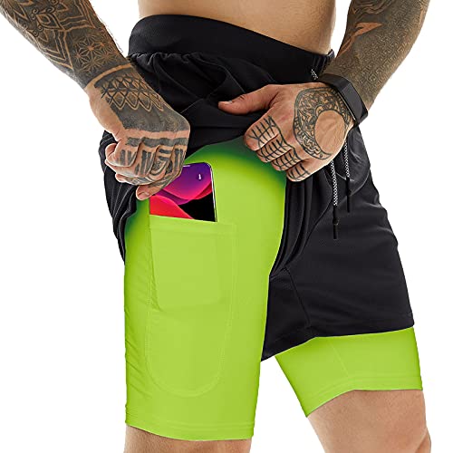 OEBLD Mens Athletic Shorts 2in1 Gym Workout Running 7'' Shorts with
