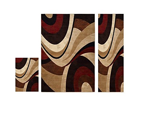 Home Dynamix Tribeca Slade 3 Piece Set Area Rug in Brown/Red