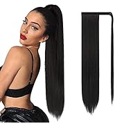 Sofeiyan Long Straight Ponytail Extension 28 inch Wrap Around Ponytail Synthetic Hair Extensions ...