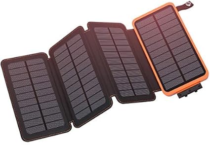 Solar Charger 25000mah Hiluckey Outdoor Portable Power Bank With 4 Solar Panels Fast Charge External Battery Pack With Dual 21a Output Usb
