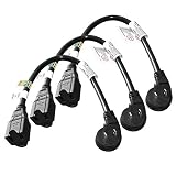 FIRMERST 1875W Low Profile 1Ft Extension Cord 14 AWG Black UL Listed 3 Pack