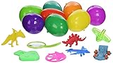 Easter Eggs with Toys Inside Filled with Easter Toys, Surprise Eggs Hinged Together for Easy Assembly - Pack of 24, Great for Easter Egg School Hunt