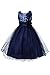 YMING Girls Flower Flower Sequin Princess Tutu Tulle Birthday Party Dress 6-7 Years Navy Blue