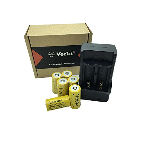 Veeki 6x 750mah 3.7v Cr123a 16340 Li-ion Rechargeable Battery +Charger -Perfect Power For Flashlight, Photo Camera Veeki 6x 750mah 3.7v Cr123a 16340 Li-ion Rechargeable Battery +Charger -Perfect Power For Flashlight, Photo Camera