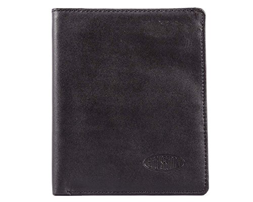 Big Skinny Leather Traveler Slim Wallet, Holds Up to 20 Cards and 4 Passports, Black