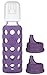 Lifefactory Glass Baby Bottle BPA Free 9 oz + Sippy Cap Set | Protective Silicone Sleeve | Grape