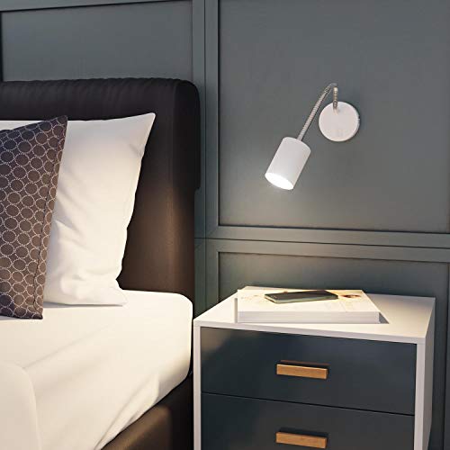 ledscom.de Leeslamp WAIKA met zwanenhals en schakelaar wit mat, incl. 630lm LED GU10 lamp per stuk, warm-wit, 2 st. - Afbeelding 4