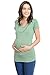 LaClef Women's Doubled Layered Scoop Neck Ruched Maternity Nursing Breastfeeding Top (Large, Sage)