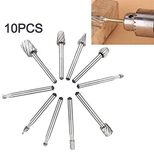 Transser 3mm Shank Woodworking HSS Micro Milling Cutter Tool Routing Wood Machine Set Router Bits For Wood Cutter (silver - 10pcs x 1 set) - Thumbnail 6