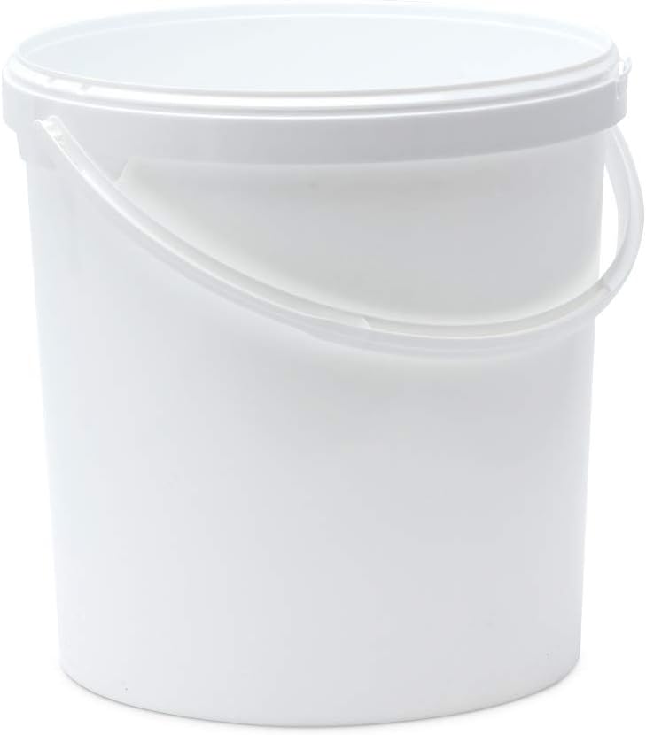 Oipps 20 Litre White Plastic Bucket with Handle and Lid for Storage Stackable Food Grade