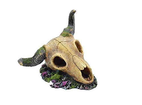 leoyoubei 6 x 7.5 Accessories Fish Tank DÃ©cor Ornaments Fish Turtle Hidden, Reptiles & Amphibians Bonsai beautification Reptile Box Relief Polyresin Statues Sheep Skull Light Brown
