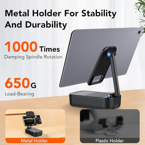 Coluna Bluetooth sem fios com suporte móvel, som antiderrapante e HD surround, coluna portátil e suporte móvel ajustável para telemóvel/almofada