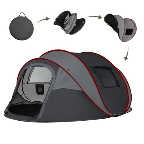 Camping Tent, Pop Up Tent, 4-5 People, Automatic Pitch Tent in 3 Seconds, Throwing Tents, Waterproof Sun Protection, Family Tent, Portable Lightweight Dome Tent for Outdoor Camping