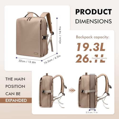 GOLF SUPAGS Stylish Expandable Laptop Backpack for Women Work College Travel Casual Laptop Backpack 17.3 Inch