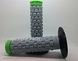 Motorcycle Dirt Bike MX Pillow Top Twist Grips - Black/Grey/Green