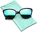 Womens Cat Eye Mirrored Revo Reflective Lenses Oversized Cateyes Sunglasses (Black / Mirror Green, 50)