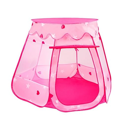 Playz Ball Pit Princess Castle Play Tents for Girls w/ Glow in The Dark Stars & 50 Balls - Pop Up Children Play Tent for Indoor & Outdoor Use Beautiful Playland Playhouse Tent w/ Zipper Storage Case - Image 3