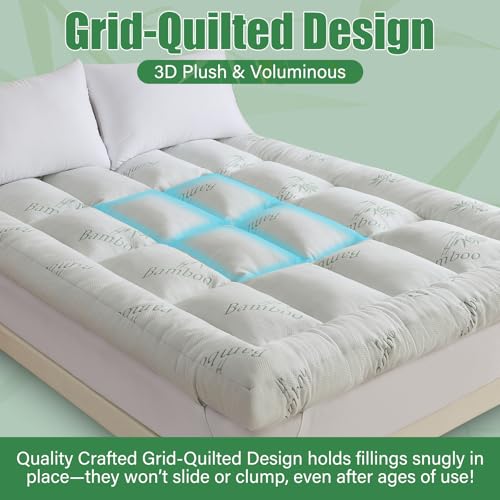 WhatsBedding 5 Inch Memory Foam Mattress Topper King Size for Back Pain Relief, with Cooling Breathable Bamboo Viscose Air Layer, Soft Pillow Top Mattress Topper, 80x78x5in