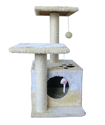 America Phoenix 30-inch Newest Cat Tree Condo Furniture Scratch Post Perch Post Pet House Perch Activity Trees, Beige