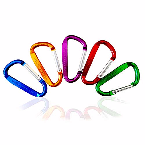 Eastern Horses 5PCS 3"/8cm Carabiner Keychain Aluminum Random Multiple Color, D Shape Buckle Pack Light Weight Spring Loaded, Used for Camping, Traveling, Fishing, Hiking, Badge, Water Bottle - Thumbnail 5