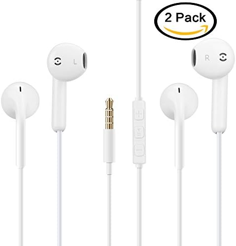 Yinghua Earphones Wired Cell Phone Headphones/Headset .The Best Control for iPhone SE/5S/5C/5/6/6S Plus/iPad /iPod Nano 7/iPod Touch (White Pack of 2)
