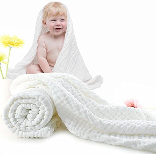 SMELOV 6 Layers Muslin Cotton Baby Bath Towel &amp; Washcloth,Newborn Wipe and Baby Blanket for Toddler