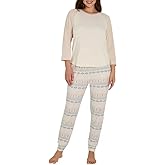Eddie Bauer Women's 2 Piece Ultra Soft Sleep Pajama Lounge Set (US, Alpha, XX-Large, Regular, Regular, Tan)