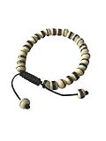 Tibetan Mala Yak Bone Embedded Medicine Wrist Mala for Meditation Handmade Draw String Silk Pouch