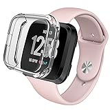 Kmasic Sport Band with Case Compatible Fitbit Versa, Soft Silicone Strap Quick Release Replacement Wristband Fitbit Versa Smart Fitness Watch Men Women
