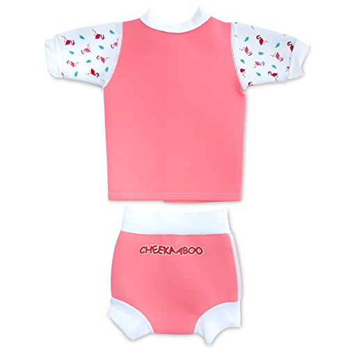 Cheekaaboo Huggiebabes Baby & Kids Two Piece Swimsuit for Boys and Girls, 6-18 Months, Pink