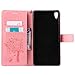 Xperia XA Ultra Case, Linkertech [Card Slots & Wrist Strap] PU Leather Wallet Flip Pouch Case with Foldable Cover and Kickstand Feature for Sony Xperia XA Ultra / Xperia C6 (Pink)