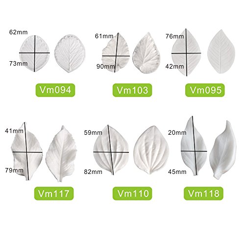 AK ART KITCHENWARE Sugar Paste Flower Veining Molds Petal Veiners Fontant Mold Cake Craft Tools (12kinds of leaves)