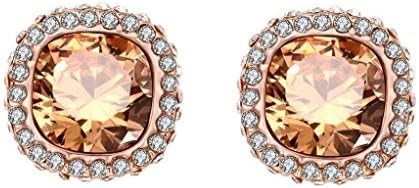 AMBESTEE Women 18K Rose Gold Plated Sterling Cubic Crystal Inlay Zirconia Glass Stud Earrings Set Gift