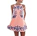 Gillberry Women Sleeveless Retro Vintage Porcelain Print Swing Cocktail Dress (L, Pink)