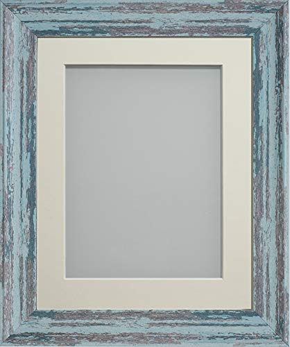 Frame Company Lynton Rustic Blue Photo Frame with Ivory Mount, 10x8 for 7x5 inch, fitted with perspex — image 1