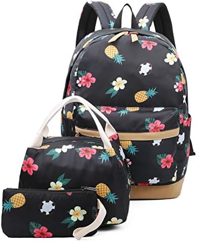 Girls School Bags Kids Bookbags Teens Bookbag Set Kids Laptop Backpack Lunch Box Purse (605 Black)